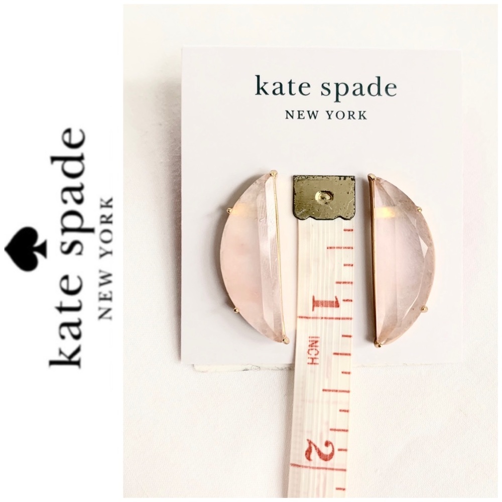 NWT Kate Spade half moon stone studs gold blush - Picture 6 of 6